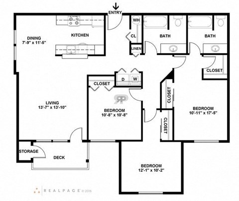 3 bedroom 2 bathroom floorplan